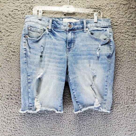 Torrid Shorts Womens Size 12 Light Blue Distressed Raw Hem Stretch Denim Jorts - Picture 1 of 11